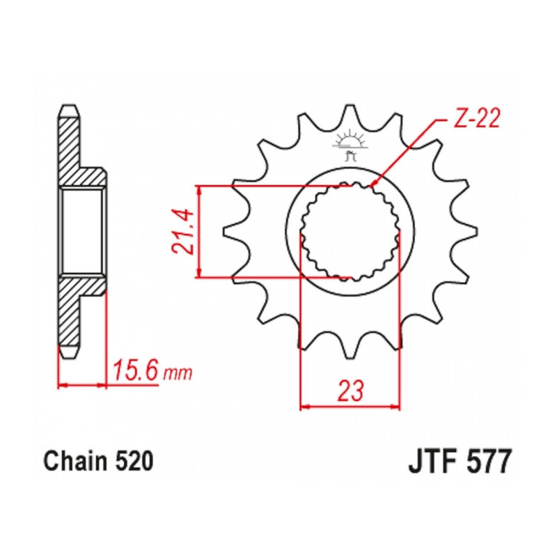 Pignon Moto Acier 15 Dents PAS 520 JT Sprockets - JTF577.15