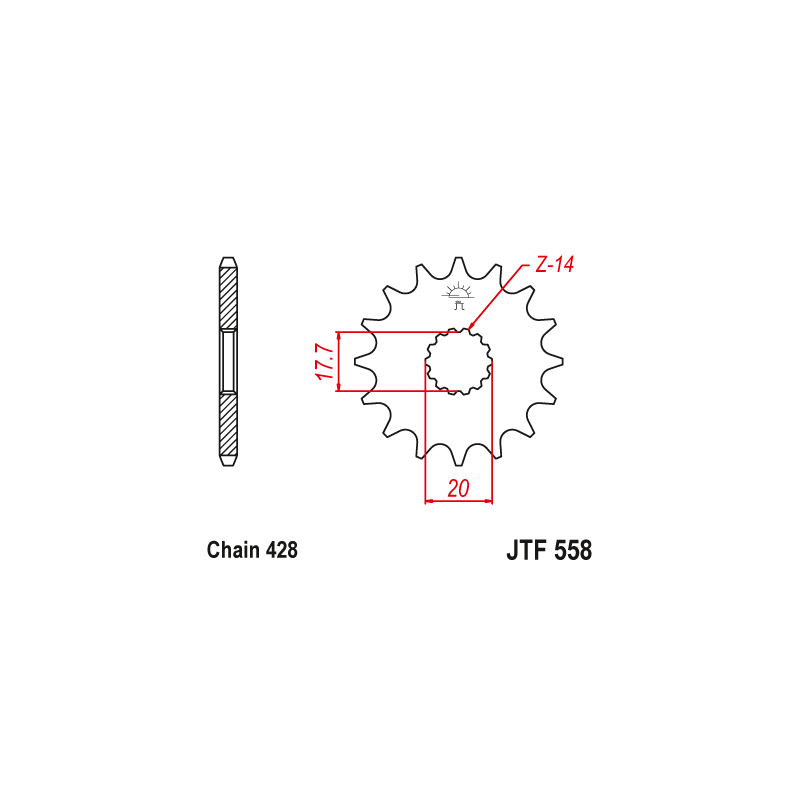 Pignon Moto Acier 17 Dents PAS 428 JT Sprockets - JTF558.17