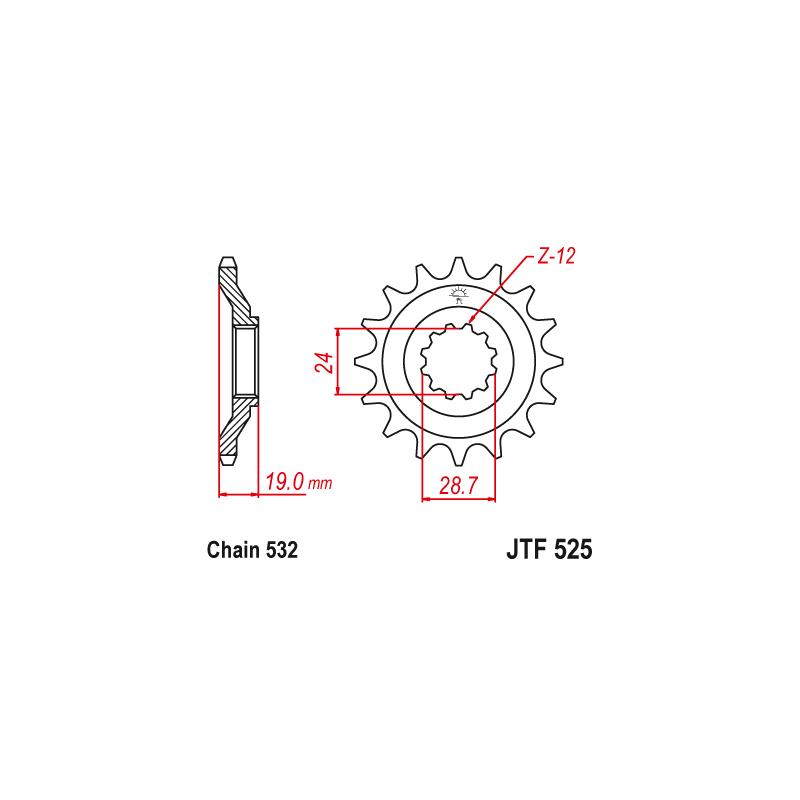 Pignon Moto Acier 17 Dents PAS 532 JT Sprockets - JTF525.17