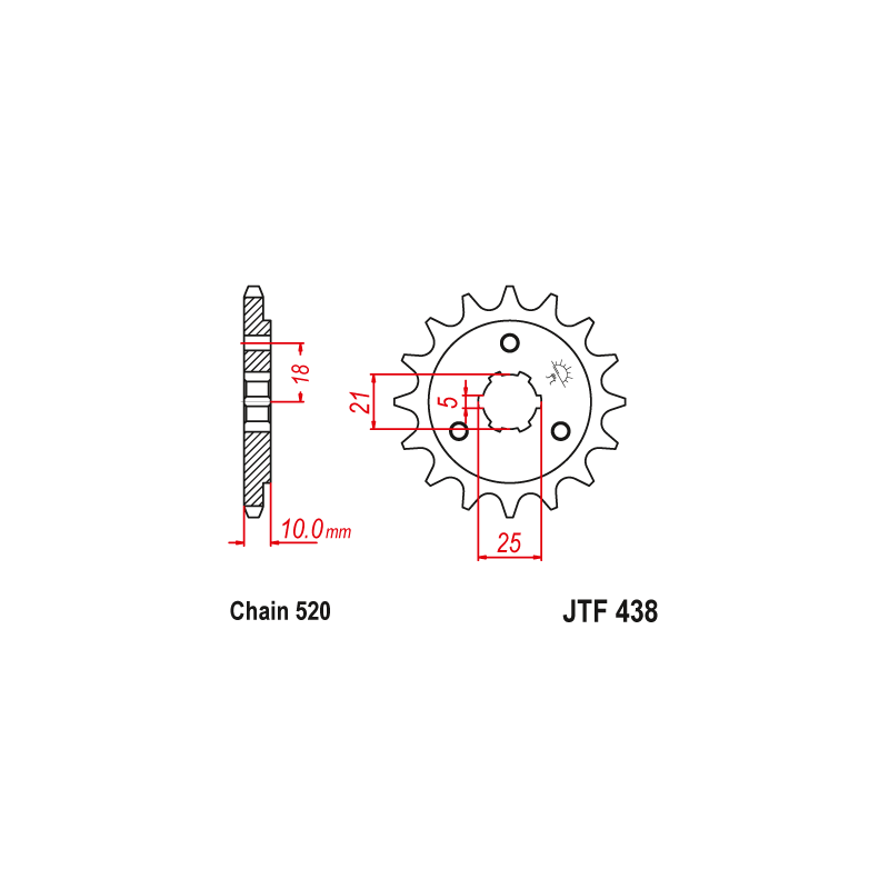 Pignon Moto Acier 14 Dents PAS 520 JT Sprockets - JTF438.14