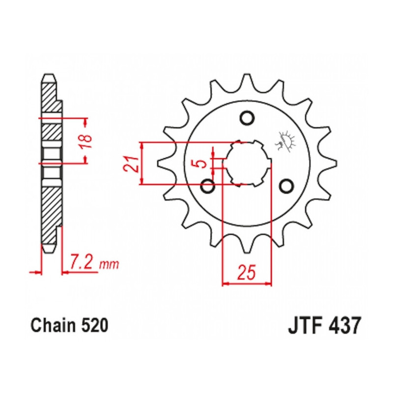 Pignon Moto Acier 16 Dents PAS 520 JT Sprockets - JTF437.16