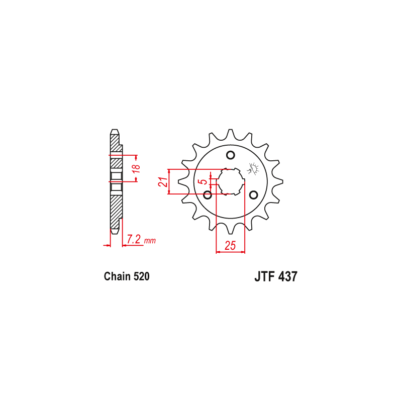 Pignon Moto Acier 15 Dents PAS 520 JT Sprockets - JTF437.15