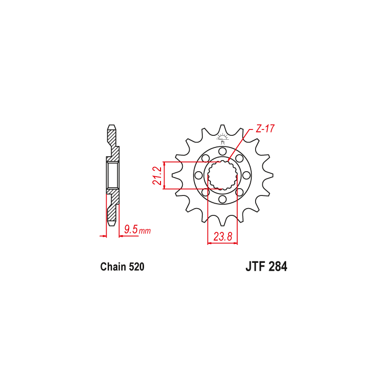 Pignon Moto Acier 12 Dents PAS 520 JT Sprockets - JTF284.12