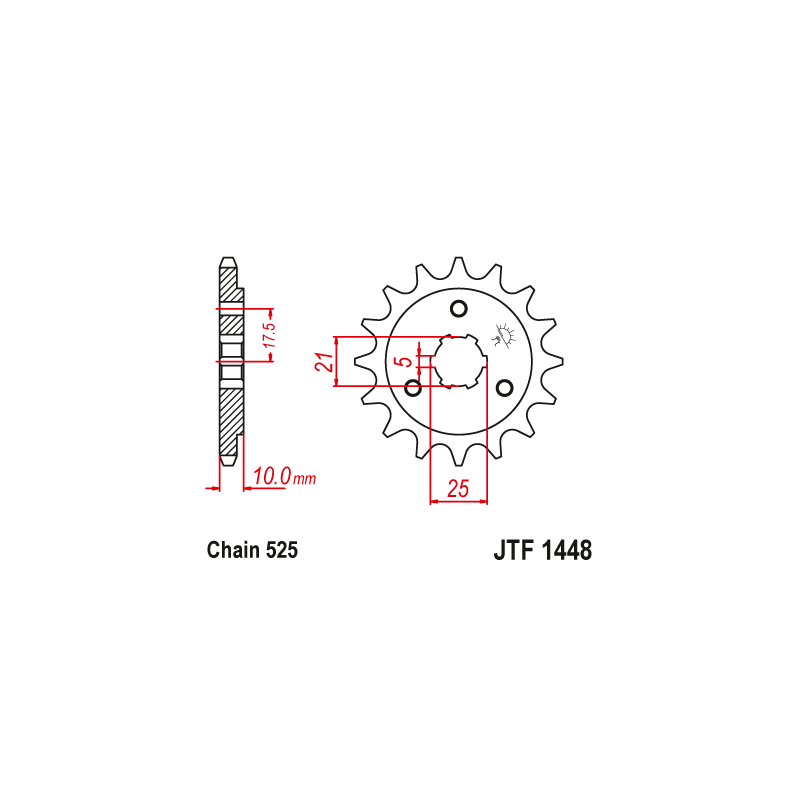 Pignon Moto Acier 15 Dents PAS 525 JT Sprockets - JTF1448.15