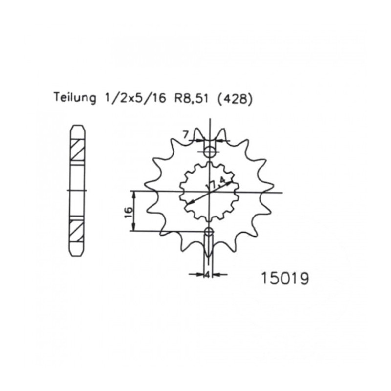 Pignon Moto Acier 17 Dents PAS 428 ESJOT - 50-15019-17