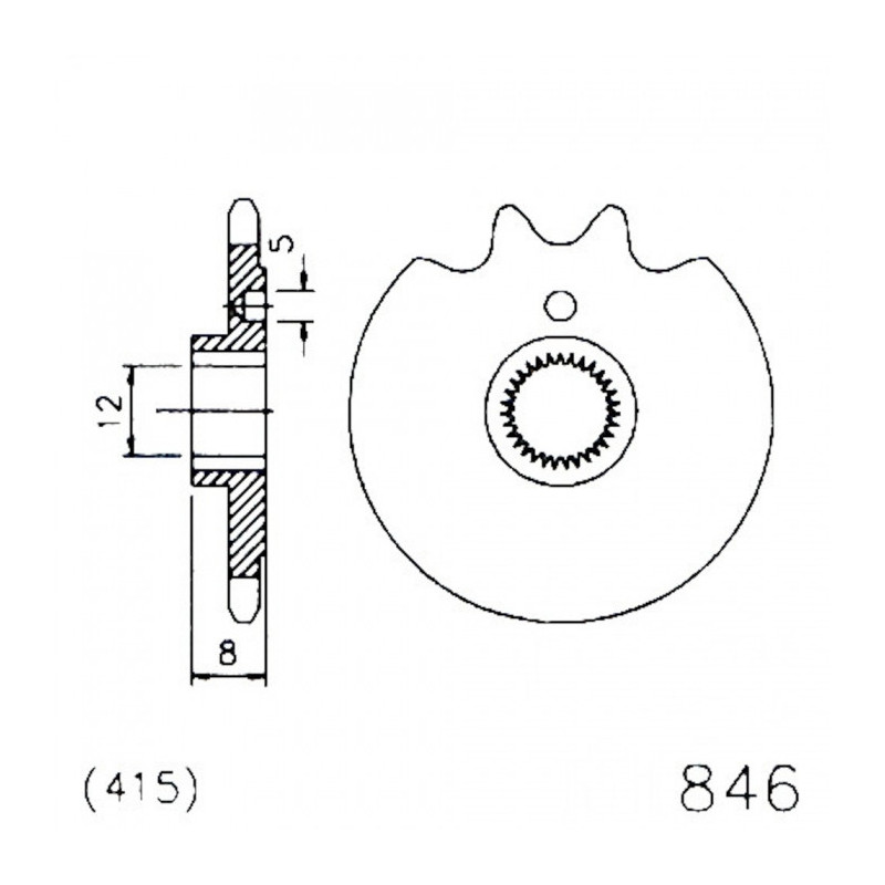 Pignon Moto Acier 12 Dents PAS 415 ESJOT - 20-0846-12