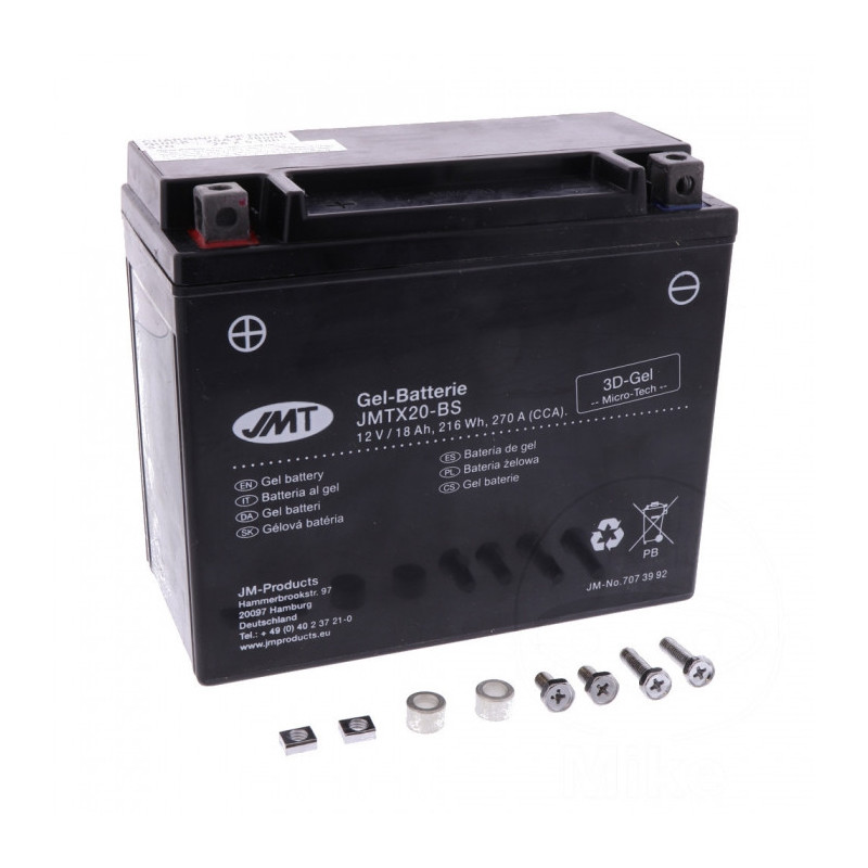 Batterie Moto Gel JMT Type YTX20-BS 12V Sans Entretien