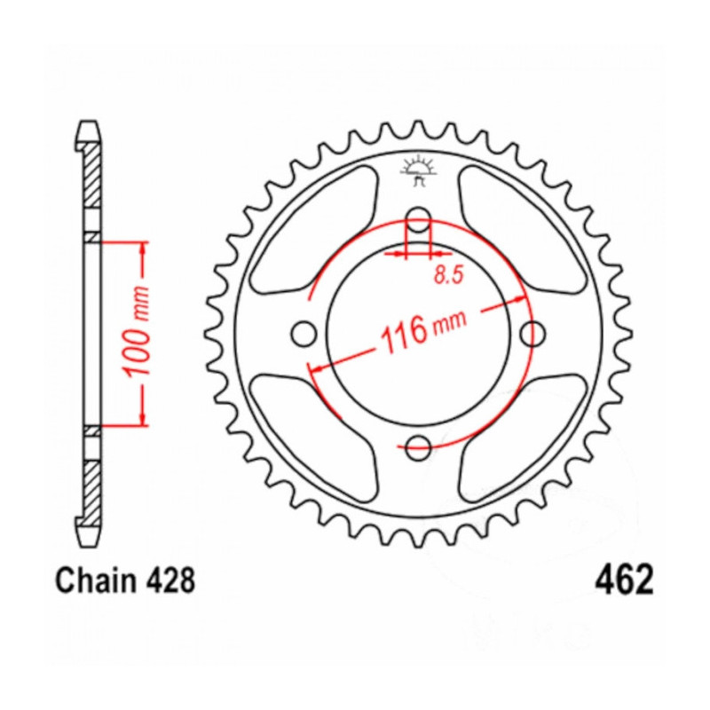 Couronne Moto Acier 51 Dents PAS 428 JT Sprockets - JTR462.51