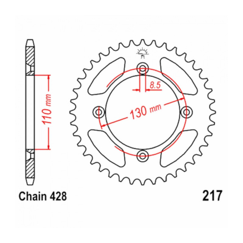 Couronne Moto Acier 49 Dents PAS 428 JT Sprockets - JTR217.49