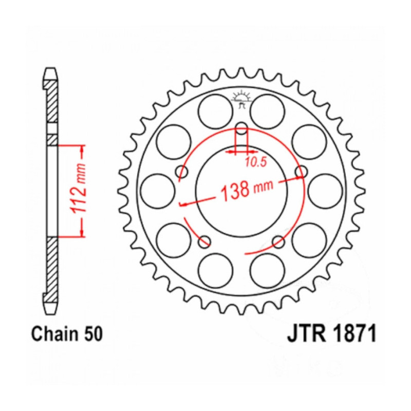 Couronne Moto Acier 48 Dents PAS 530 JT Sprockets - JTR1871.48