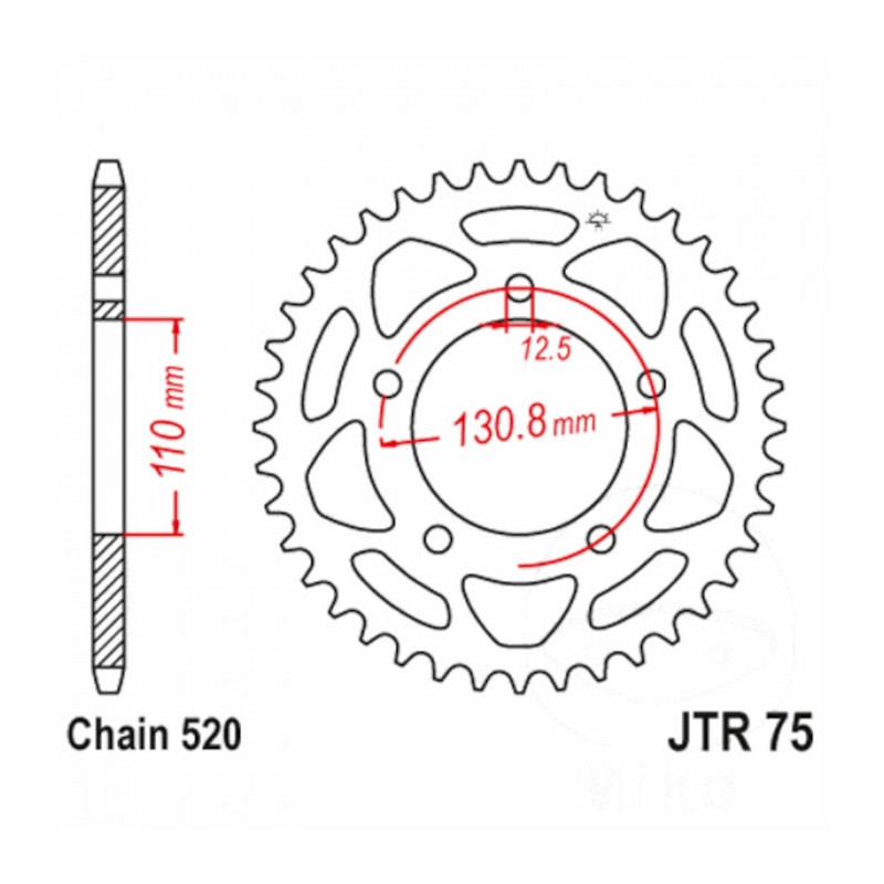 Couronne Moto Acier 43 Dents PAS 520 JT Sprockets - JTR75.43