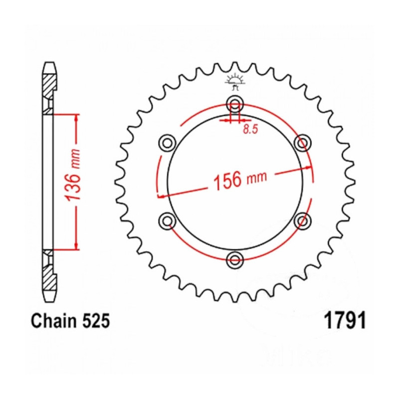 Couronne Moto Acier 48 Dents PAS 525 JT Sprockets - JTR1791.48