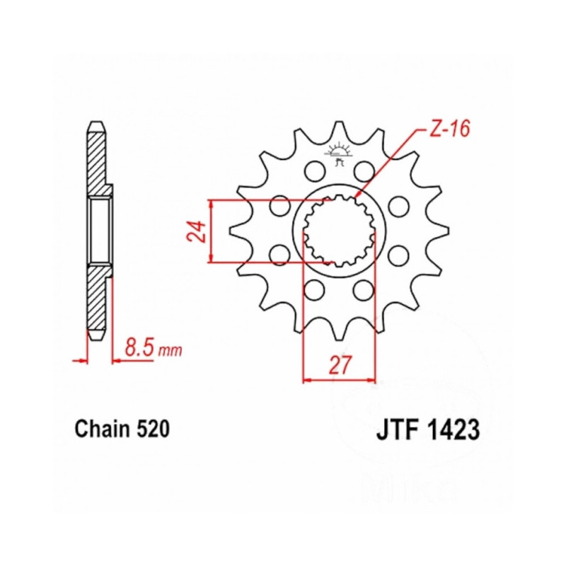 Pignon Moto Acier Racing 17 Dents PAS 520 JT Sprockets - JTF1423.17