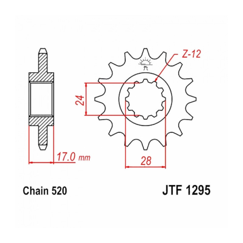 Pignon Moto Acier 15 Dents PAS 520 JT Sprockets - JTF1295.15