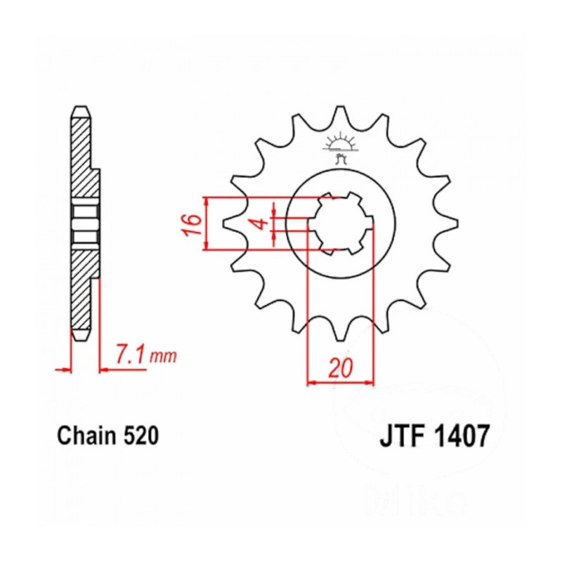 Pignon Moto Acier 10 Dents PAS 520 JT Sprockets - JTF1407.10