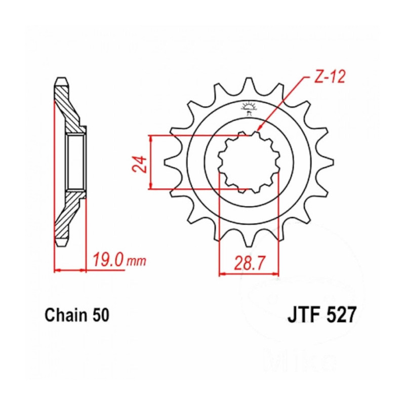 Pignon Moto Acier 17 Dents PAS 530 JT Sprockets - JTF527.17