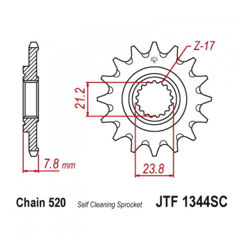 Pignon Moto Acier Racing 13 Dents PAS 428 JT Sprockets - JTF1905.13