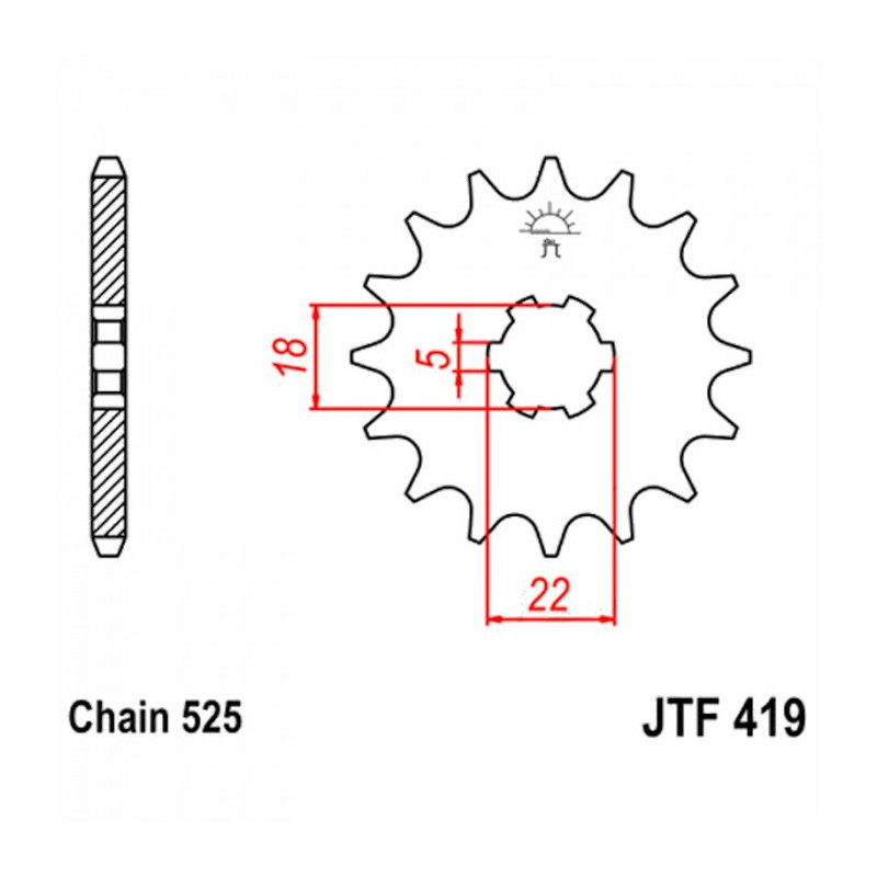 Pignon Moto Acier 15 Dents PAS 525 JT Sprockets - JTF419.15