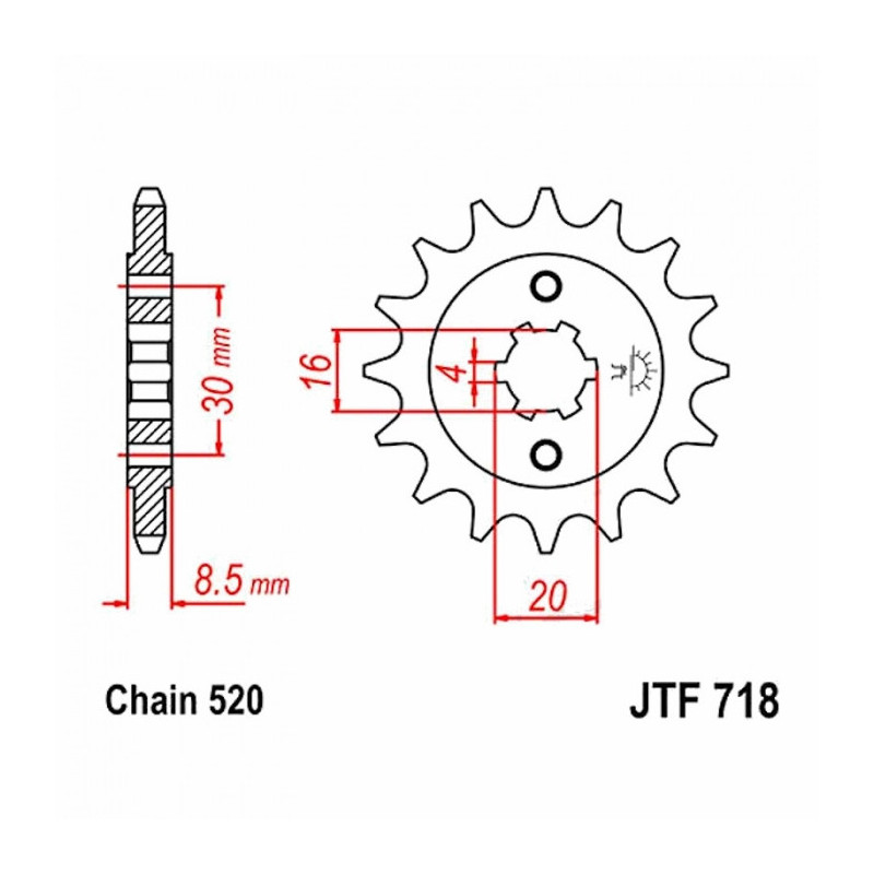 Pignon Moto Acier 12 Dents PAS 520 JT Sprockets - JTF718.12