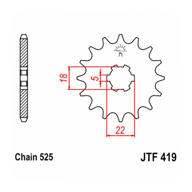 Pignon Moto Acier 14 Dents PAS 525 JT Sprockets - JTF419.14