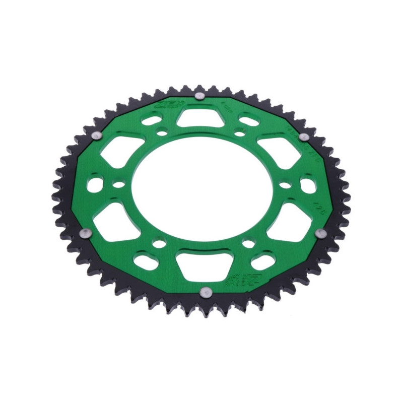 Couronne Moto Bimatière 56 Dents PAS 428 Vert