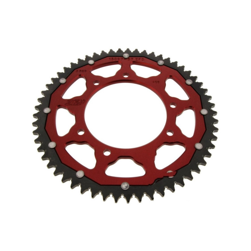 Couronne Moto Bimatière 57 Dents PAS 428 Rouge