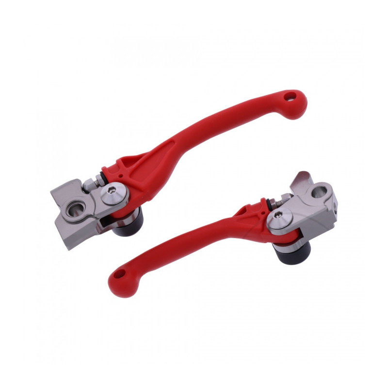 Paire Levier Frein/Embrayage Incassable Moto MX Polisport Rouge Beta RR 50à480 12-22