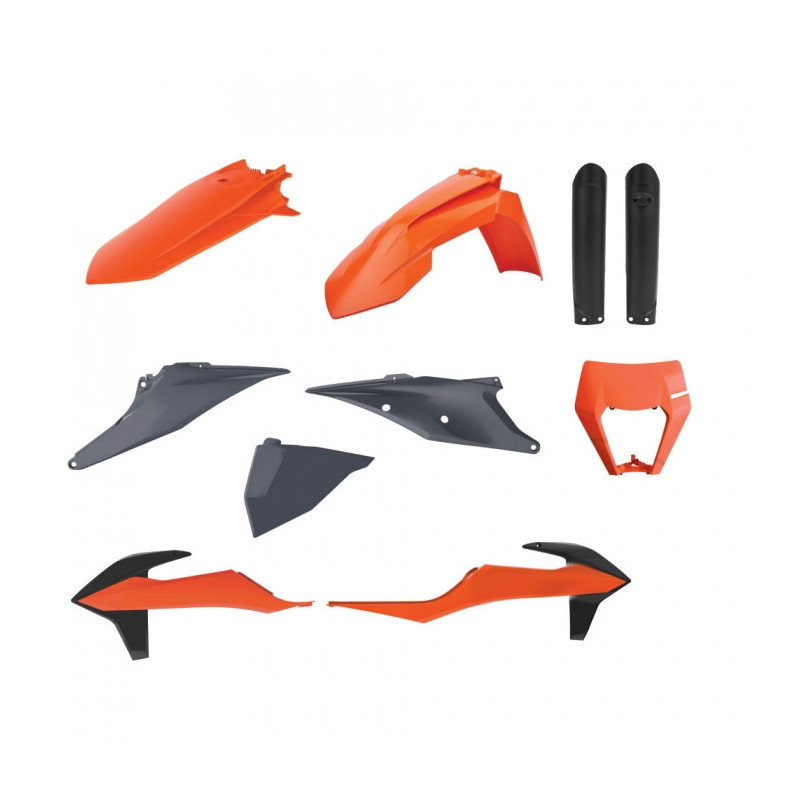 Kit Plastiques Complet Moto MX Polisport Orange K16/ Noir / Gris-N OEM KTM EXC 150 TPI 20-23