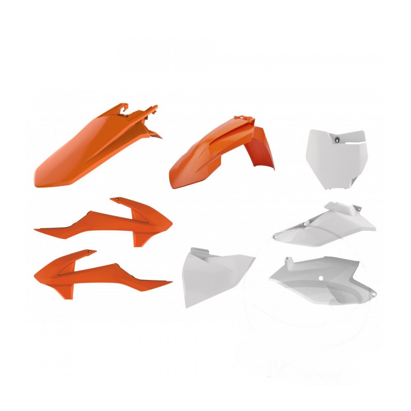 Kit Plastiques Complet Moto MX Polisport Orange K16/Noir/Blanc KTM SX 85 17/14 Pouces 18-23