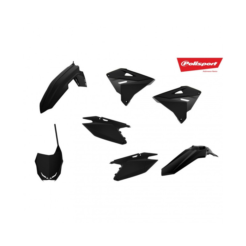 Kit Plastiques Complet Moto MX Polisport Noir Restylage 22' Suzuki RM 125 01-12