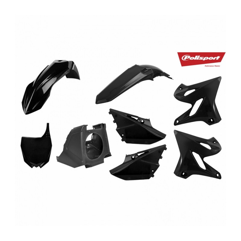 Kit Plastiques Complet Moto MX Polisport Noir Restylage 21' Yamaha YZ 125 02-19