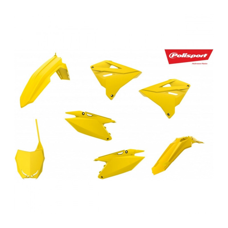 Kit Plastiques Complet Moto MX Polisport Jaune  RM01 Restylage 22' Suzuki RM 125 01-12