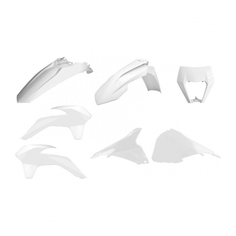 Kit Plastiques Complet Moto MX Polisport Blanc Restyle 19' KTM EXC 125 14-16