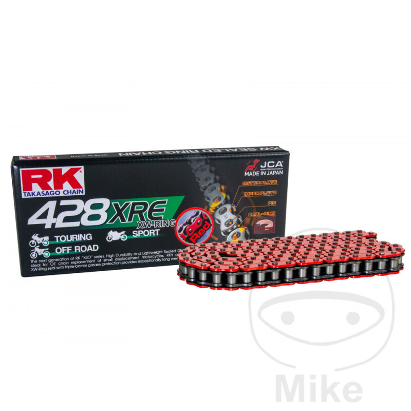 Chaîne RK 428 XRE 130 Maillons Rouge a clipser