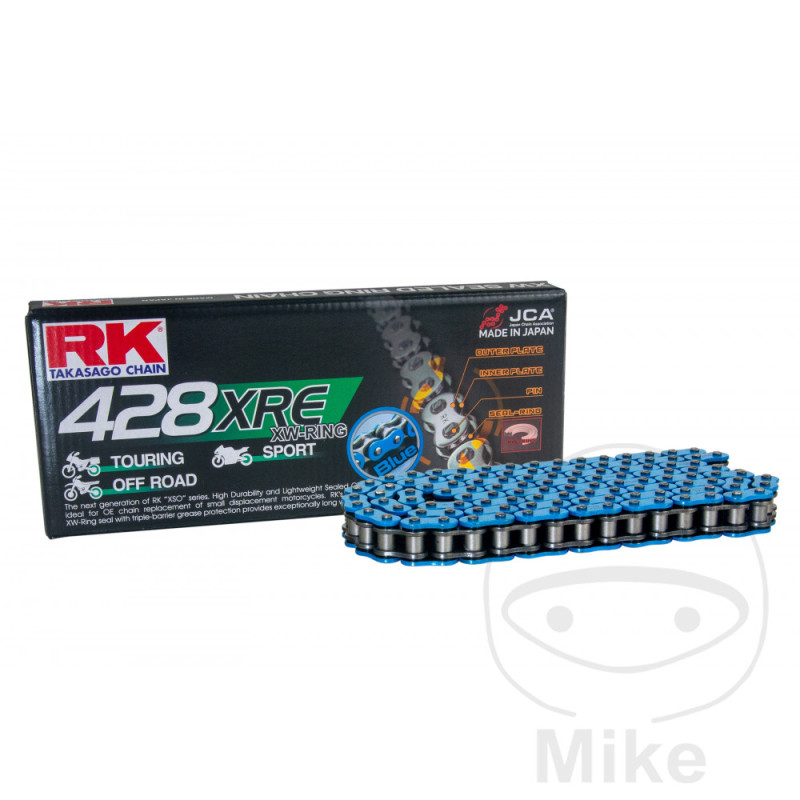 Chaîne RK 428 XRE 130 Maillons Bleue a clipser