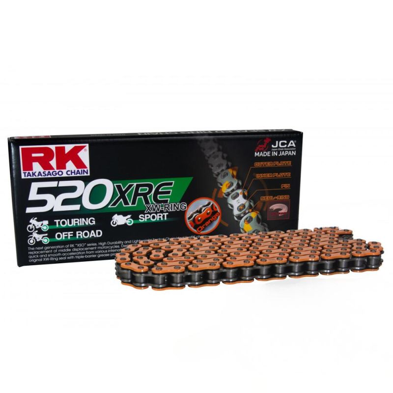 Chaîne RK 520 XRE 114 Maillons ORANGE a sertir