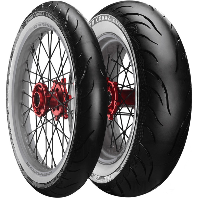 Pneu Moto AVON Cobra Chrome Flanc Blanc 150/80 R16 71V TL Arrière