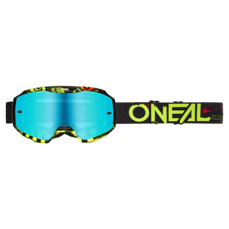 Masque ONeal B-10 ATTACK Noir/Jaune Fluo - Bleu Radium