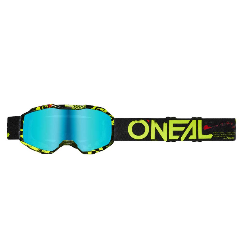 Masque ONeal Enfant B-10 ATTACK Noir/Jaune Fluo - Bleu Radium