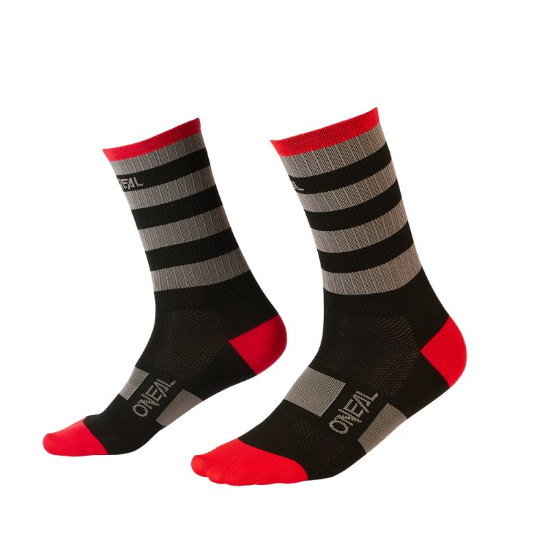 Chaussettes MTB Performance Sock STRIPE Noir / Gris / Rouge (43-46)