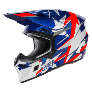 Casque moto Cross 3SRS RIDE Oneal Bleu / Blan / Rouge