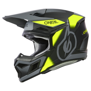 Casque Moto Cross 3SRS VISION Oneal Noir / Jaune Fluo / Gris