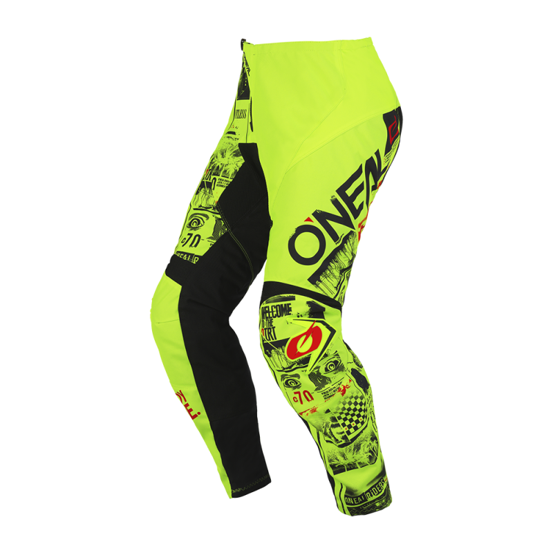 Pantalon Moto Cross ELEMENT Youth ATTACK Oneal Jaune Fluo / Noir