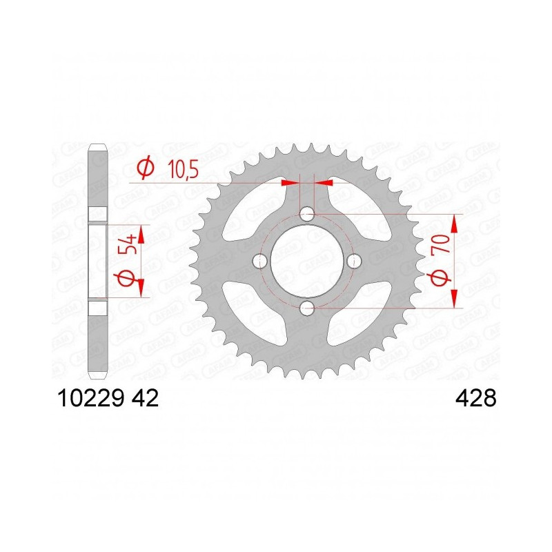 Couronne Afam Acier Type 10229  Pas 428 Honda CBR 125 04-10