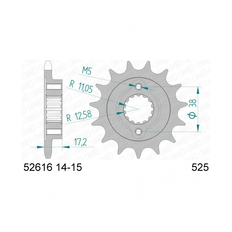 Pignon Afam Acier Type 52616 PAS 525 Ducati